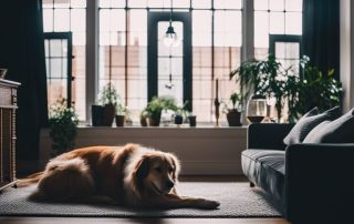 Dog laying o the floor carpet